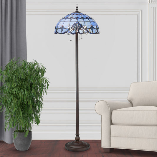 Lampadaire River of Goods Allistar en verre teinté et résine, 3 lumières, 64 pouces de hauteur, éclairage vers le bas - 20 L x 20 l x 64 H