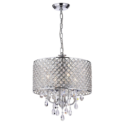 Lustre tambour à perles rondes avec cristaux suspendus