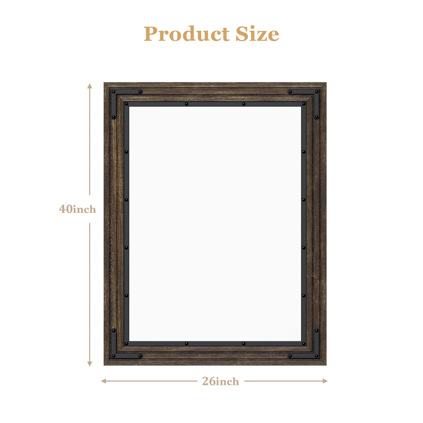 Rustic Wooden Framed Wall Mirror, Natural Wood Bathroom Vanity Mirror