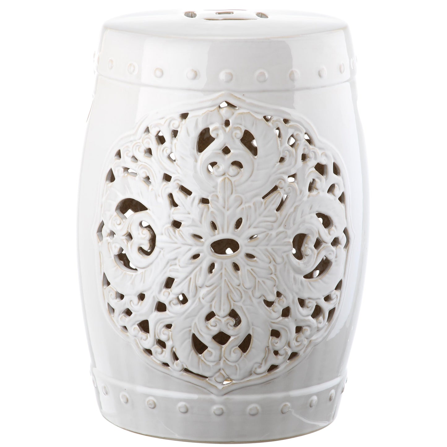 SAFAVIEH Sharareh Antique White Ceramic Decorative Garden Stool
