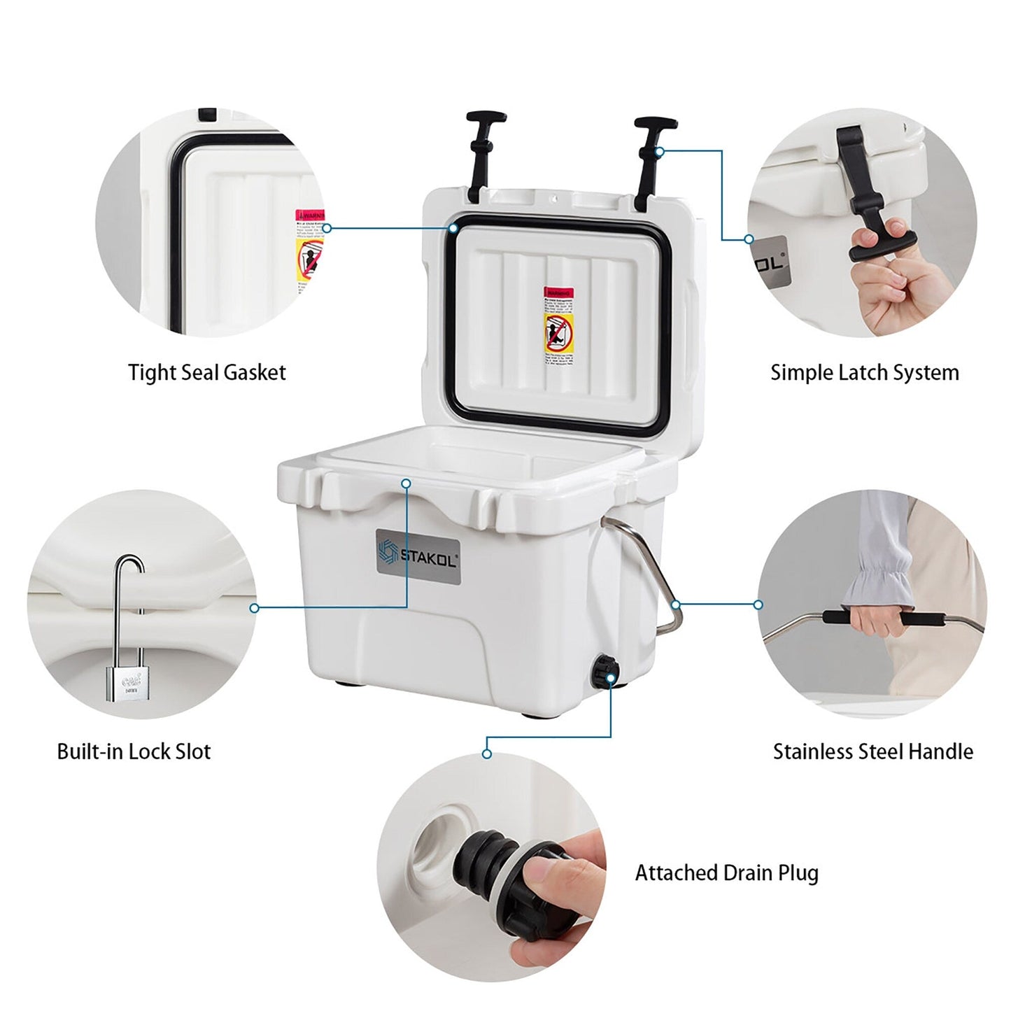 Glacière portable SKTAKOL 16 litres, anti-fuite, 24 canettes de glace - Voir les détails