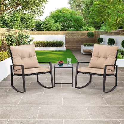 Ensemble bistrot à bascule d'extérieur en métal noir SUNCROWN 3 pièces