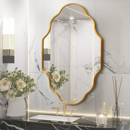 Scalloped Aluminum Alloy Framed Irregular Wall Mirror