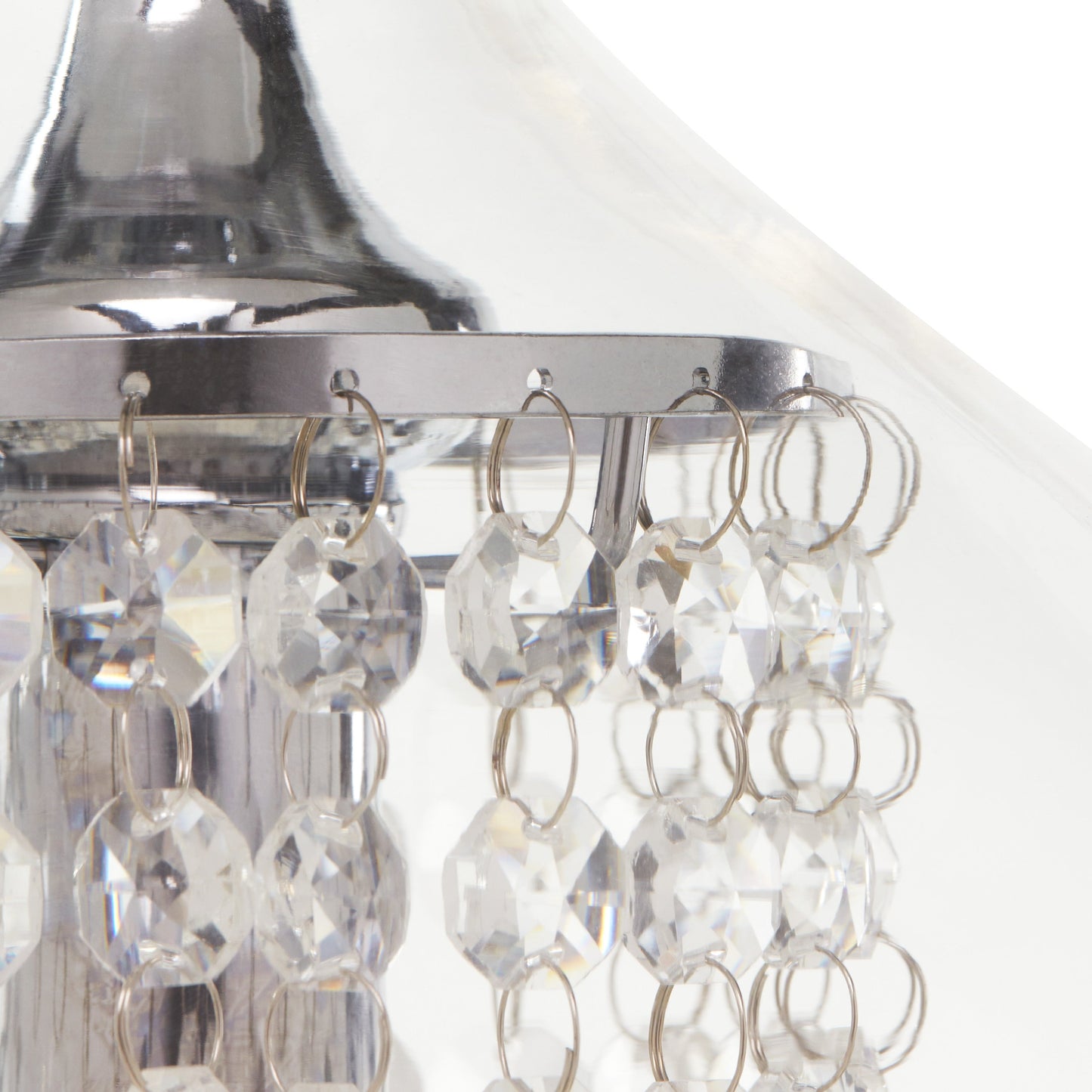 Silver Orchid Wallock Glass and Faceted Crystal Glass Jewels Plug-in and Hardwire Hanging Pendant