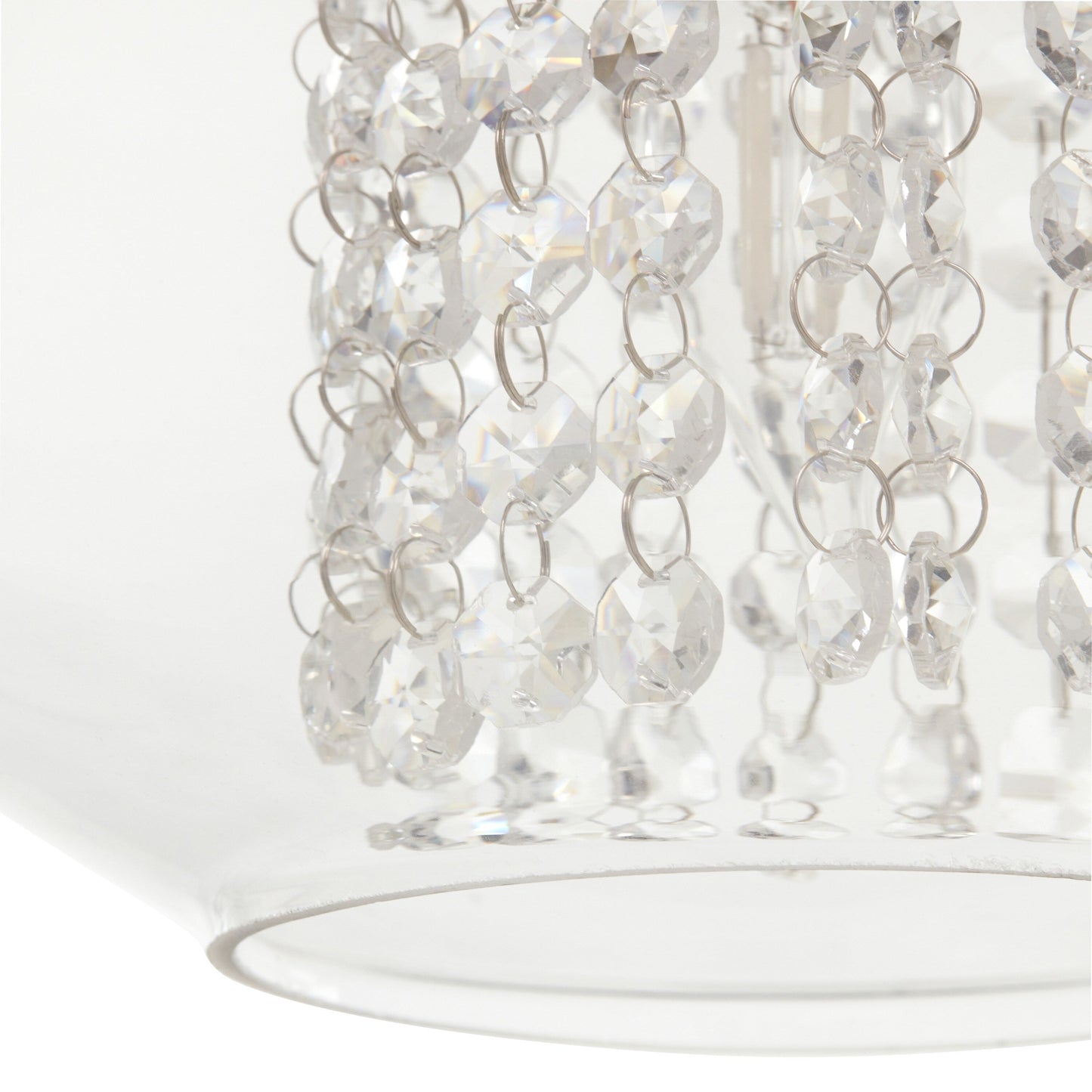 Silver Orchid Wallock Glass and Faceted Crystal Glass Jewels Plug-in and Hardwire Hanging Pendant