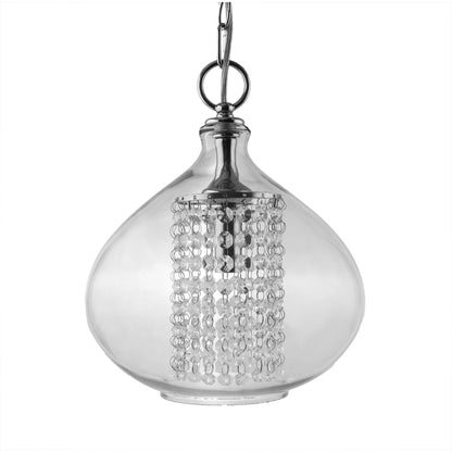 Silver Orchid Wallock Glass and Faceted Crystal Glass Jewels Plug-in and Hardwire Hanging Pendant