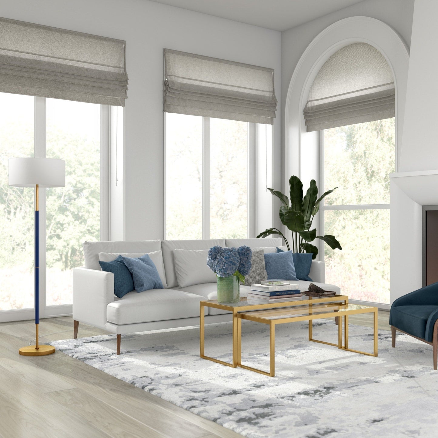 Simone 2-Light Floor Lamp with Fabric Shade