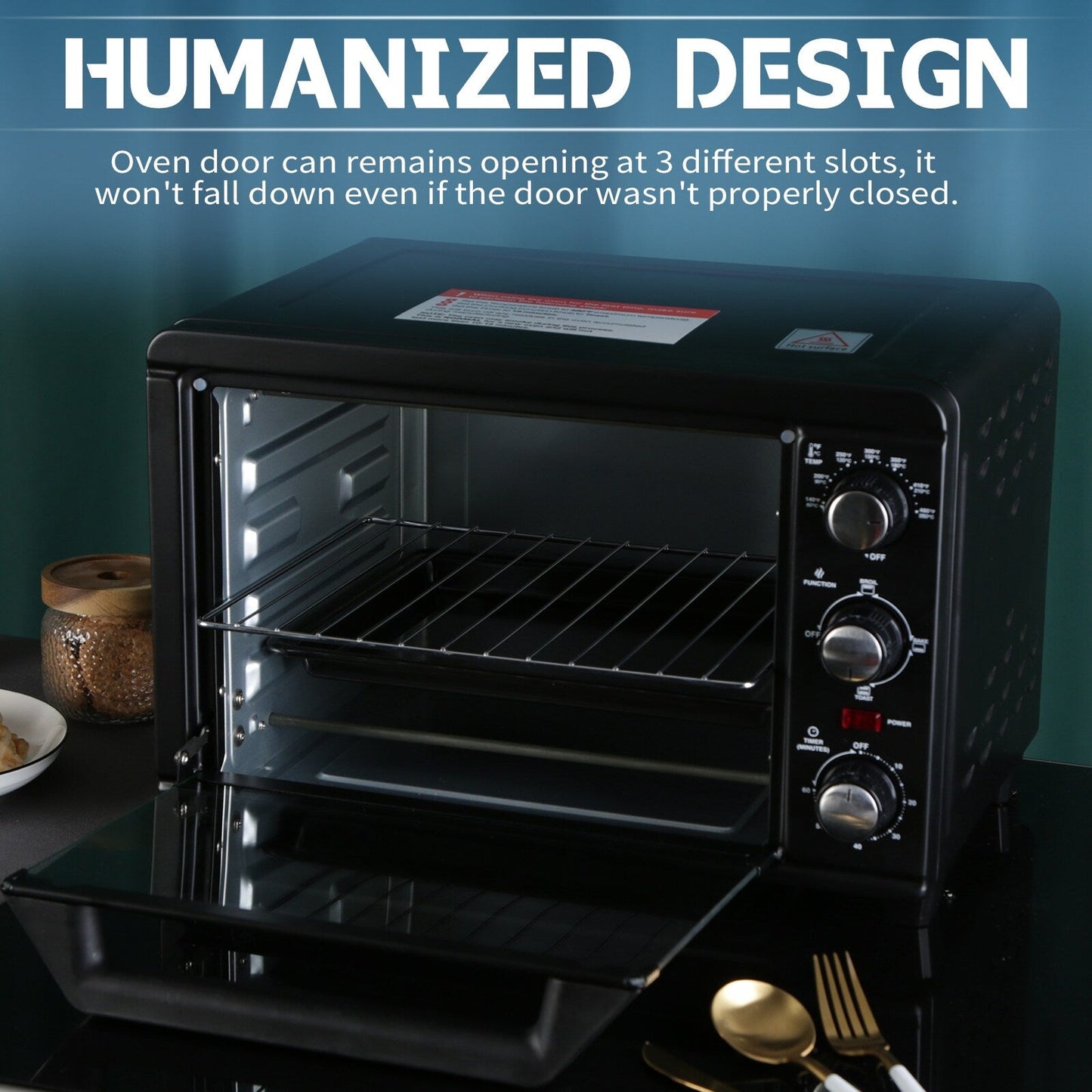 Four grille-pain simple d'une capacité de 20 litres, grille-pain de comptoir compact, facile à contrôler avec minuterie, réglage de la cuisson, du gril et du grillage