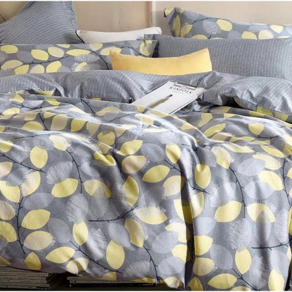 Porch & Den Woodgrove Grey/ Yellow Leaf Pattern Cotton Comforter Set