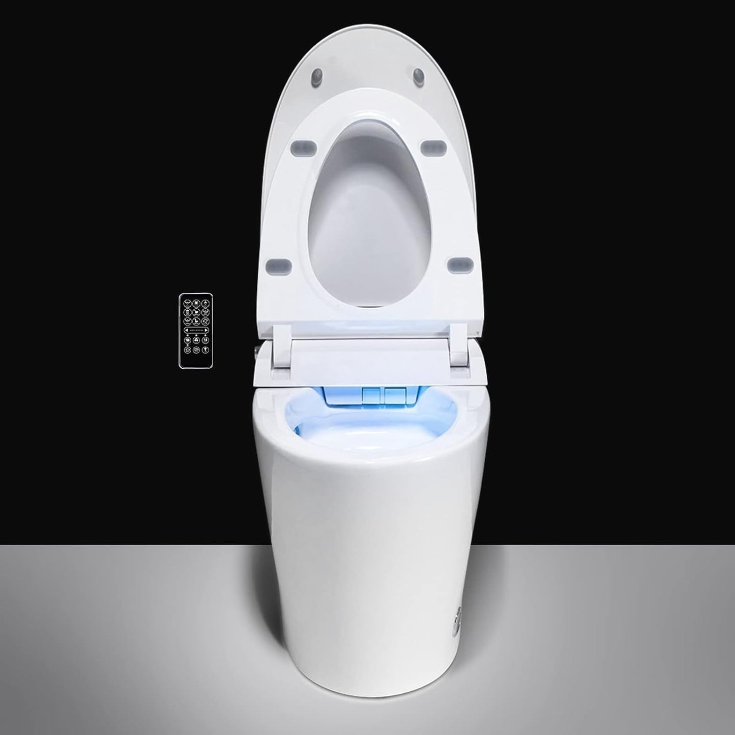 Toilettes intelligentes, bidet monobloc pour salle de bain, toilettes allongées modernes avec eau chaude, double chasse d'eau automatique, fonctionnement par capteur de pied