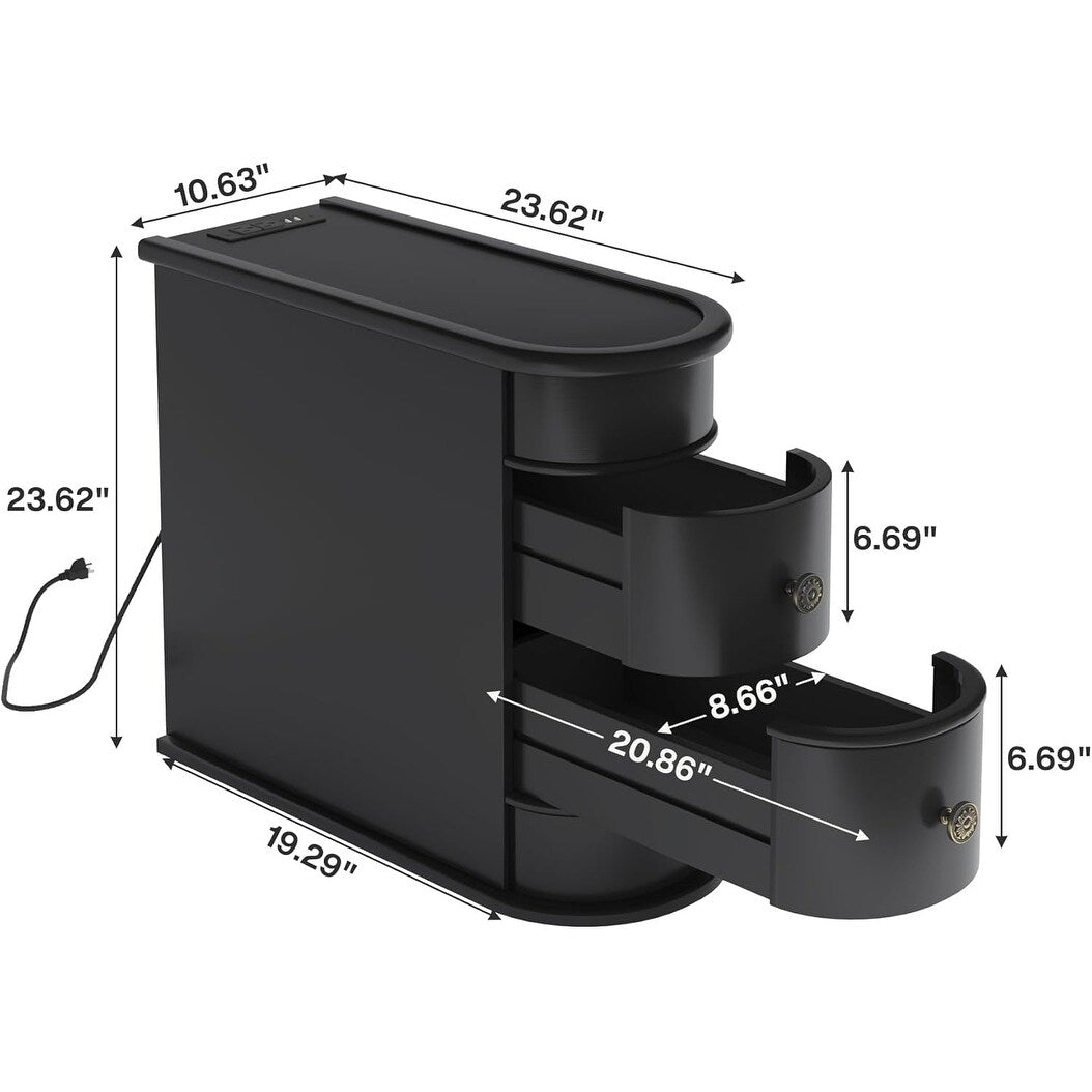 Table d'appoint étroite à deux tiroirs en bois massif