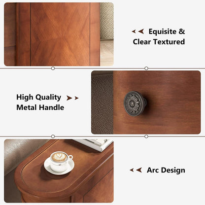 Table d'appoint étroite à deux tiroirs en bois massif