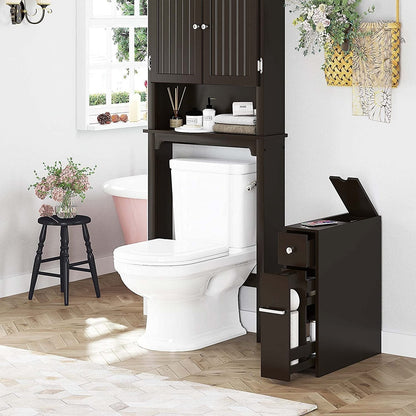 Spirich Home Slim Bathroom Storage Cabinet, Free Standing Toilet Paper Holder, Bathroom Cabinet Slide Out Drawer Storage