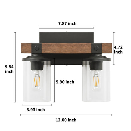 Starsky 2/3/4-Light Modern Farmhouse Dimmable Bathroom Glass Vanity Light with Clear Cylinder Shade