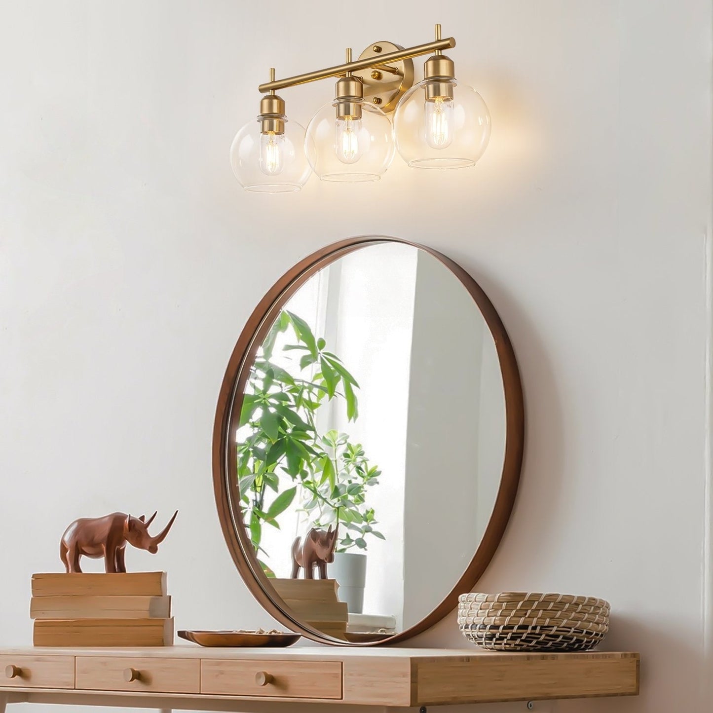 Starsky 4-Lights Modern Dimmable Bathroom Vanity Light with Globe Glass Shade