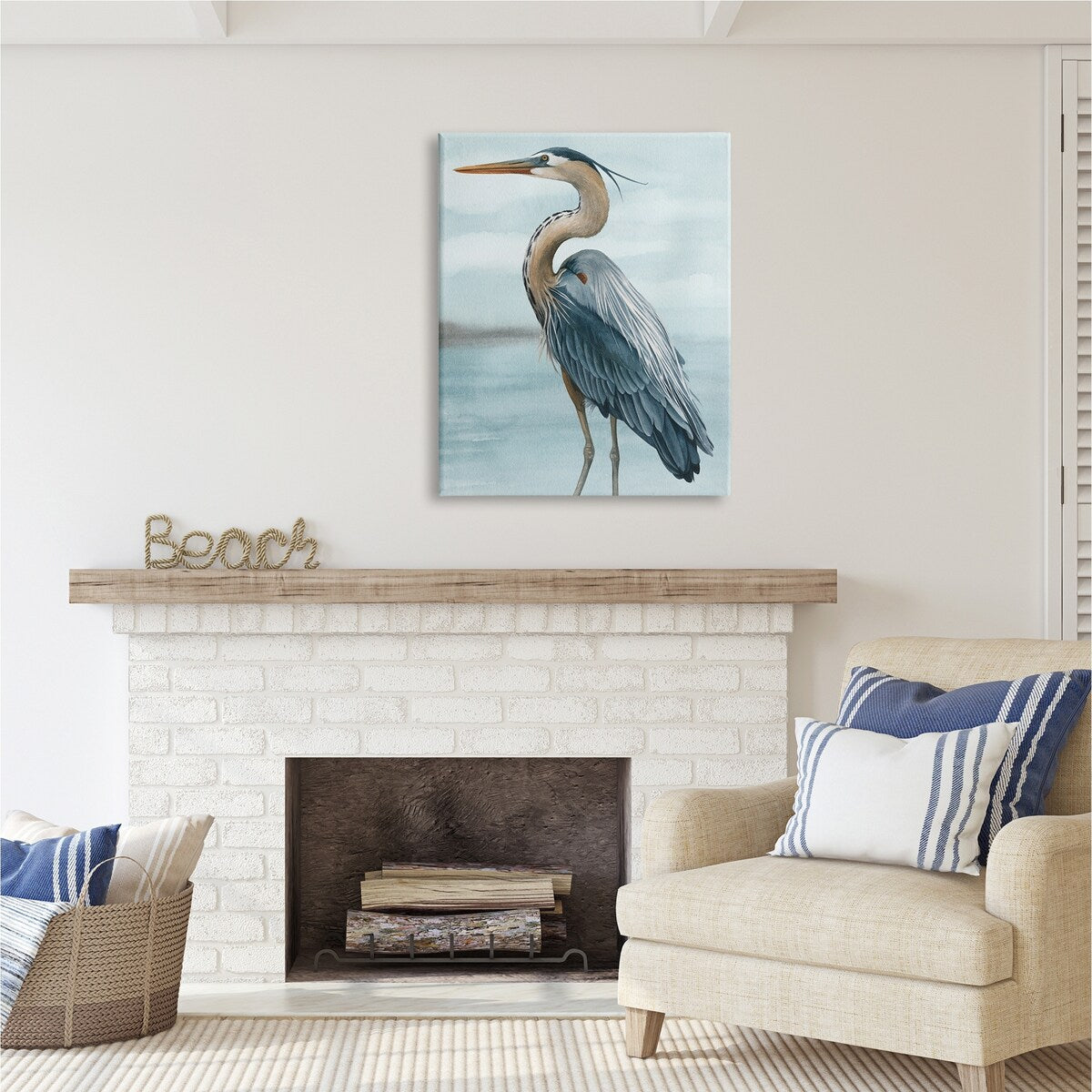 Stupell Heron Bird on Beach Canvas Wall Art Design by Grace Popp