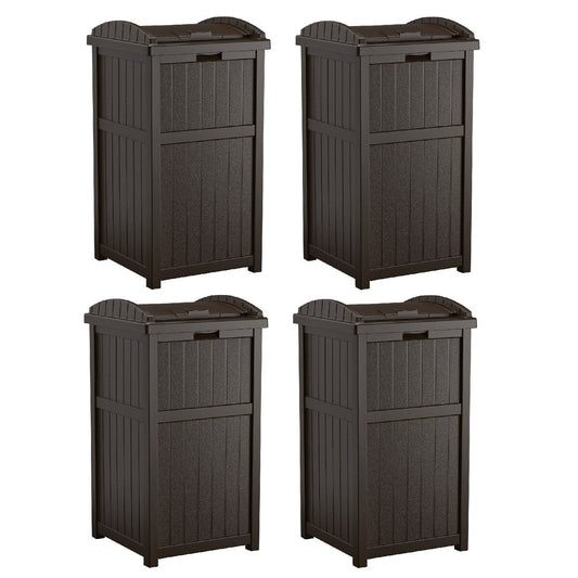 Suncast 30 Gallon Hideaway Trash Waste Bins for Outdoor, Cyberspace