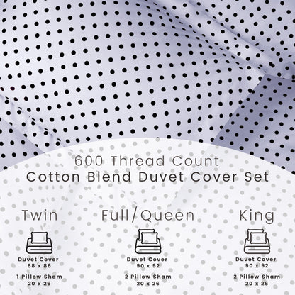 Superior Thread Count 600TC Polka Dot Cotton Blend Duvet Cover Set