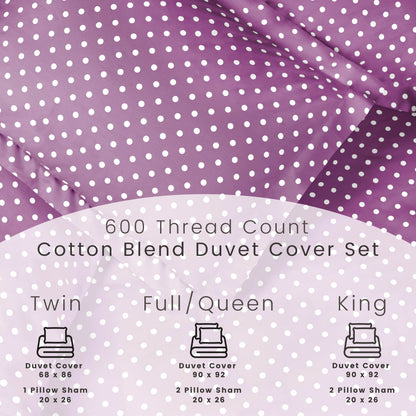Superior Thread Count 600TC Polka Dot Cotton Blend Duvet Cover Set