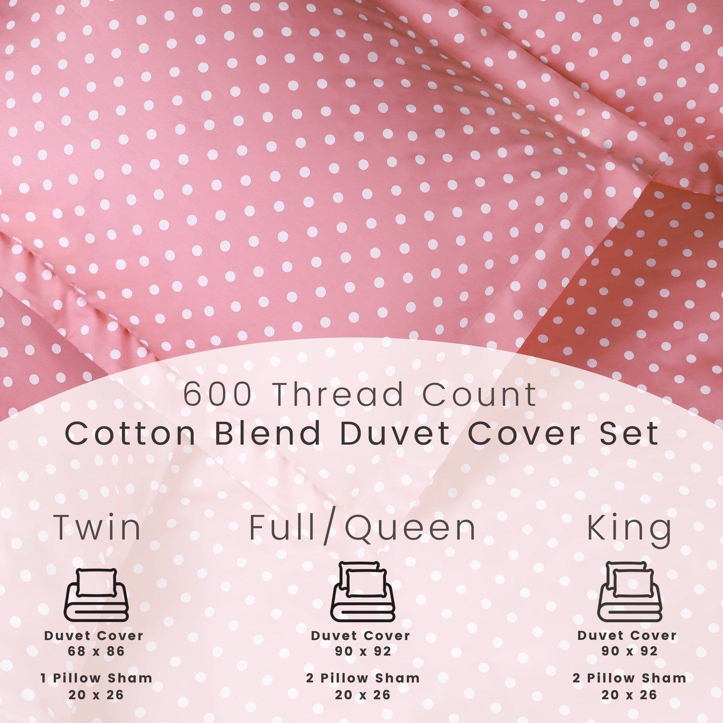 Superior Thread Count 600TC Polka Dot Cotton Blend Duvet Cover Set