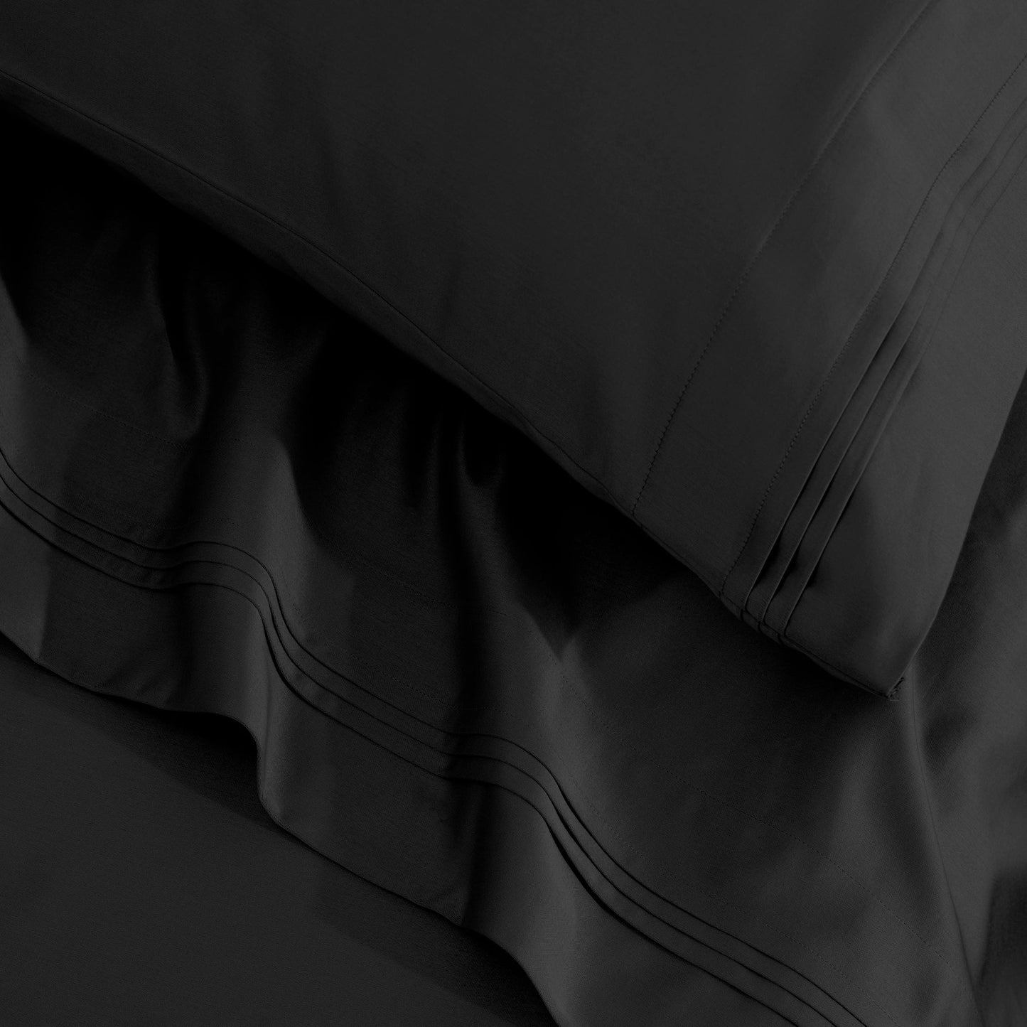 Parure de draps en coton égyptien de qualité supérieure, 1 500 fils au pouce carré, à poches profondes et de couleur unie