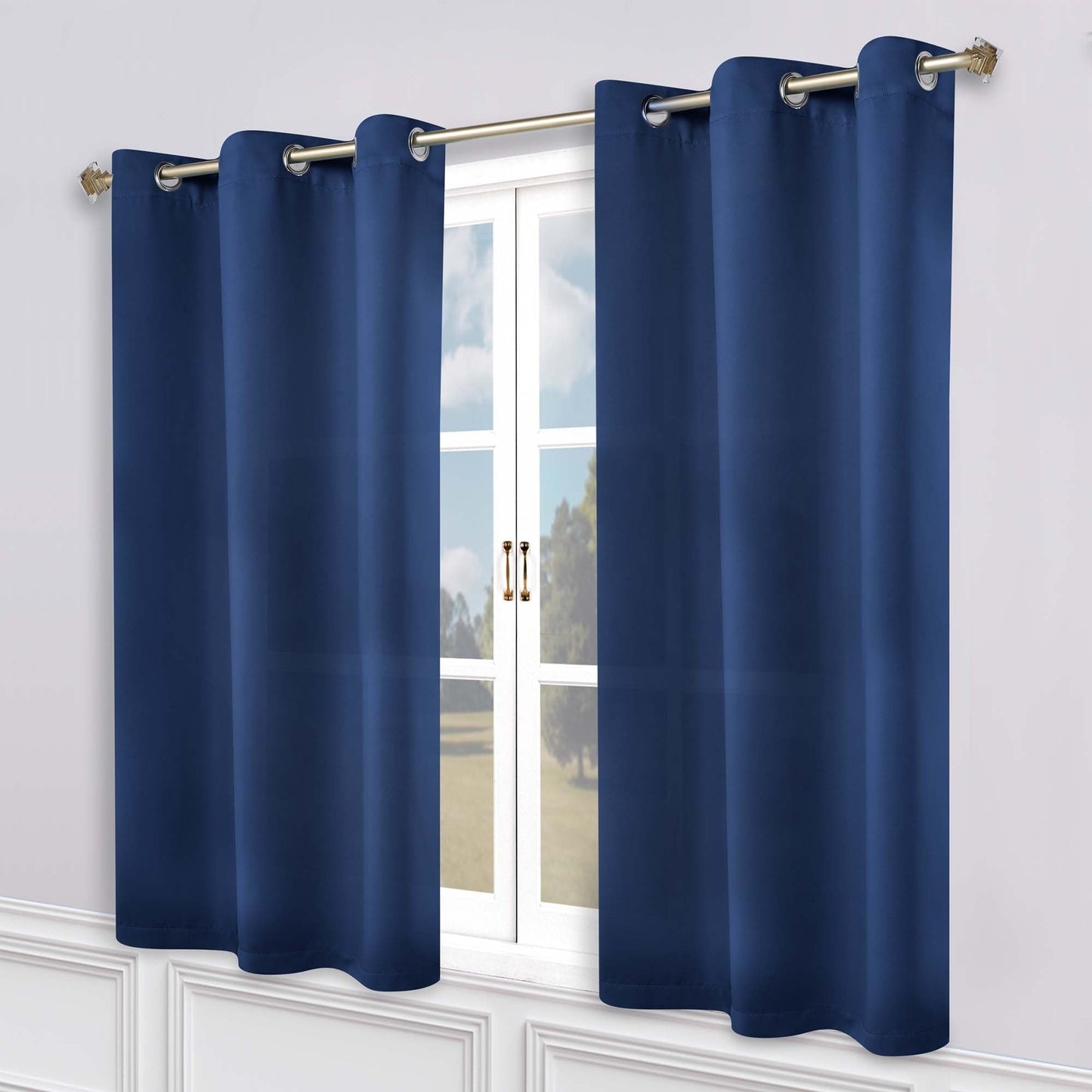 Superior Modern Solid Washable Room Darkening Blackout Curtains, Set of 2 Panels