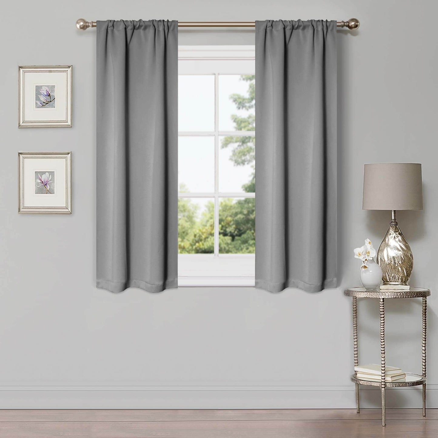 Superior Modern Solid Washable Room Darkening Blackout Curtains, Set of 2 Panels