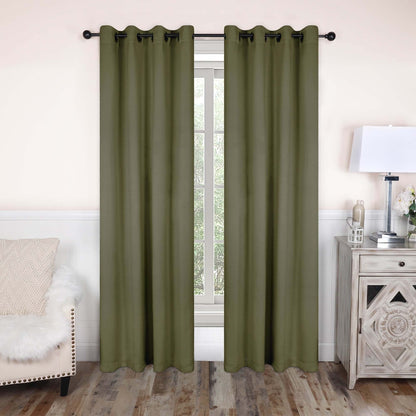 Superior Modern Solid Washable Room Darkening Blackout Curtains, Set of 2 Panels