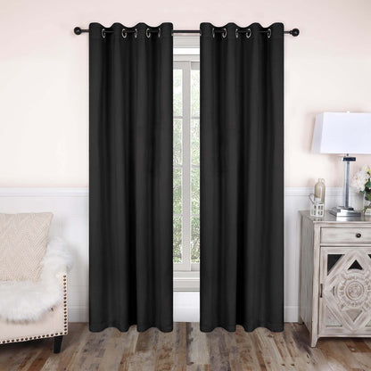 Superior Modern Solid Washable Room Darkening Blackout Curtains, Set of 2 Panels