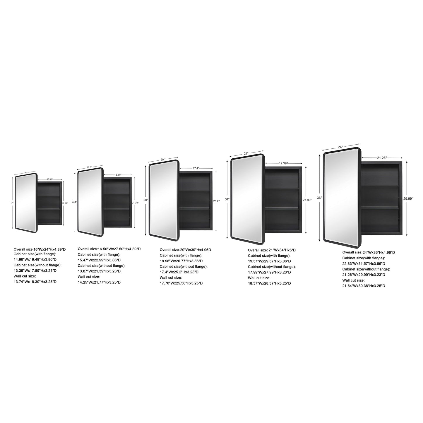 Armoires à pharmacie encastrées en métal de style ferme TEHOME avec miroir