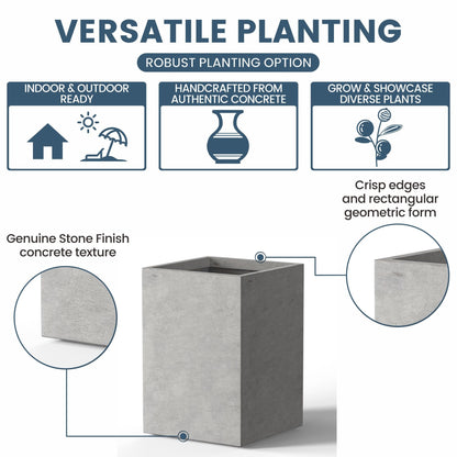 Tall Concrete Rectangle Plant Boxes / Large Indoor and Outdoor Flower Planters