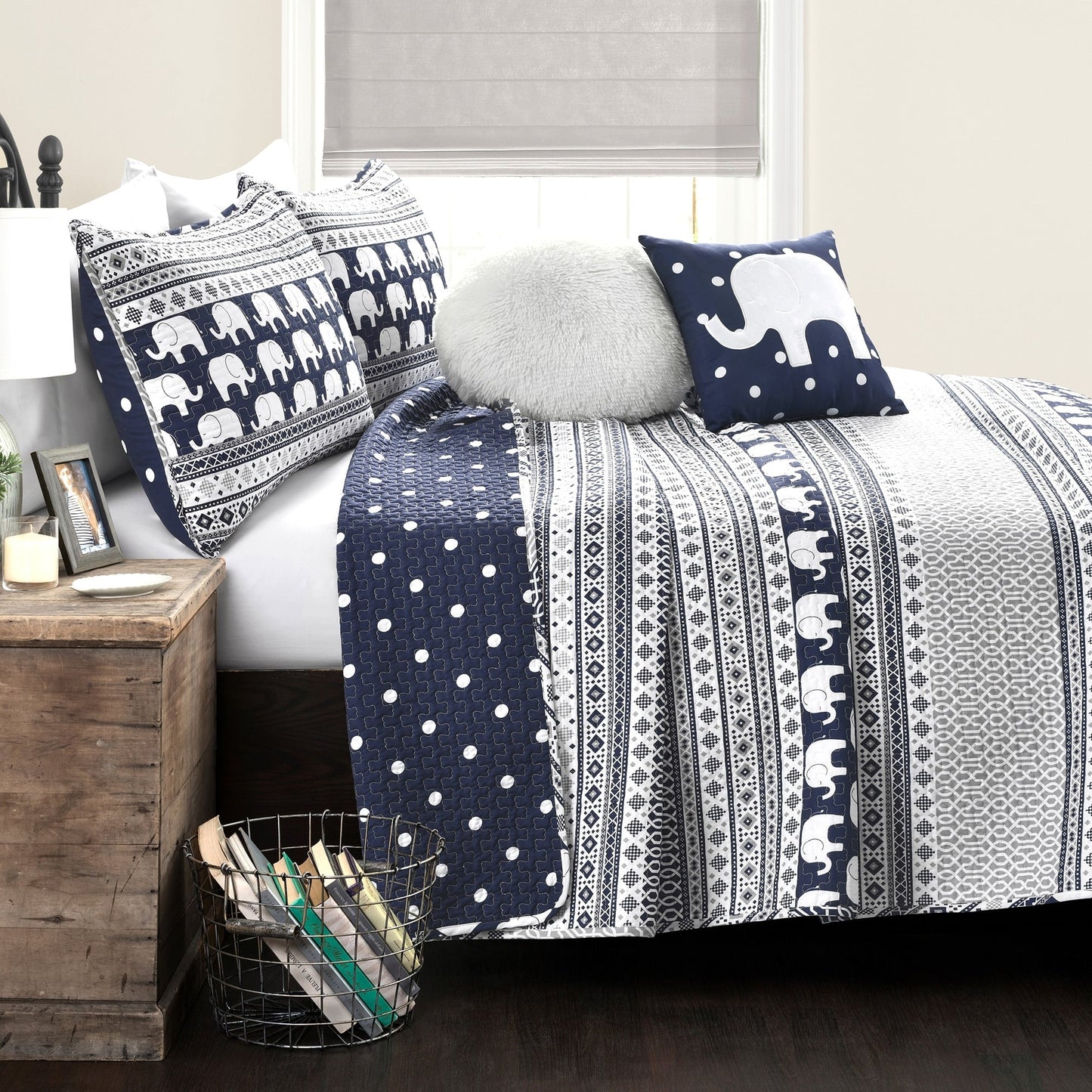 Taylor & Olive Ever-Tru Elephant Stripe 5-piece Quilt Set