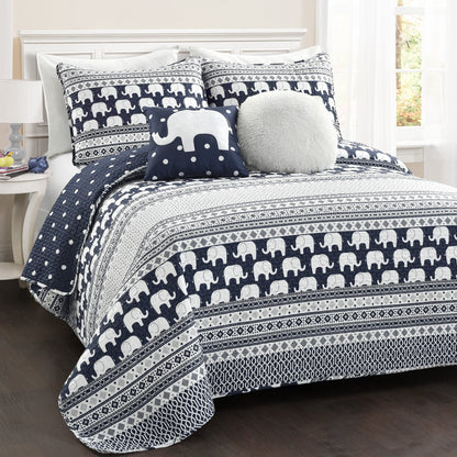 Taylor & Olive Ever-Tru Elephant Stripe 5-piece Quilt Set