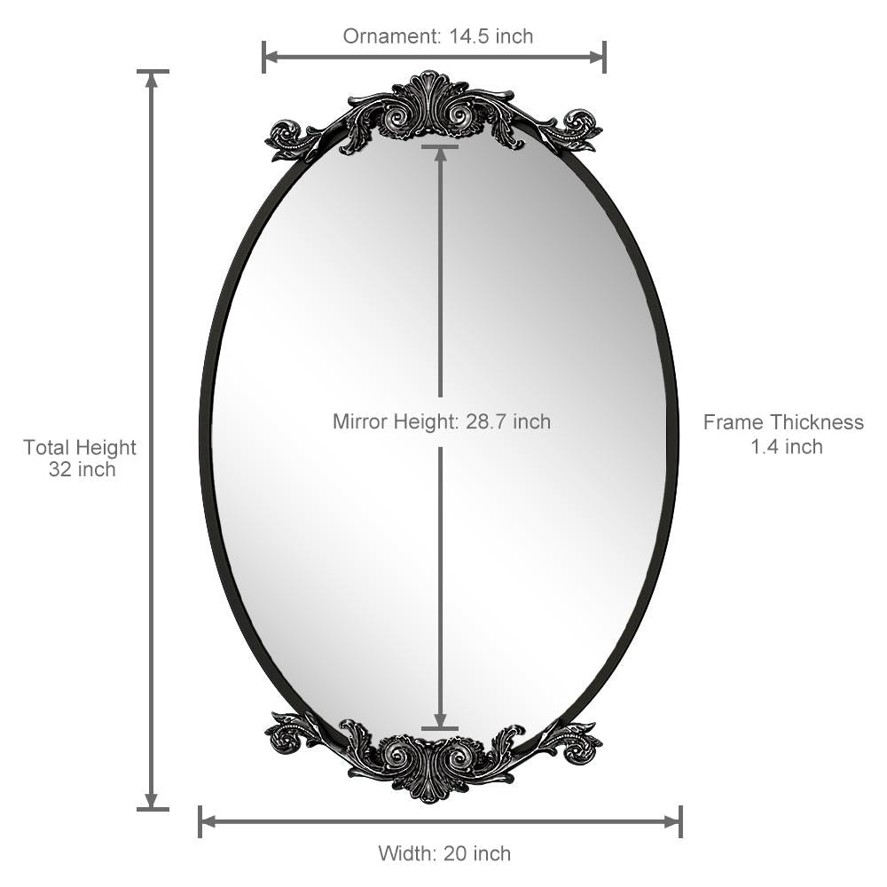 Oval Vintage Ornate Baroque Wall Mirror