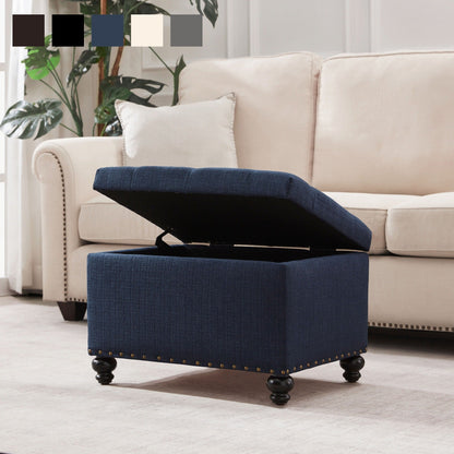 Tufted Storage Ottoman Bench, Rectangular Footstool