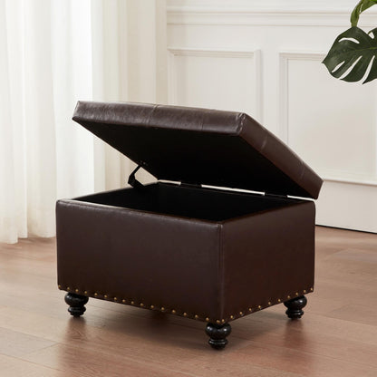 Tufted Storage Ottoman Bench, Rectangular Footstool