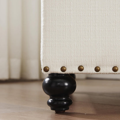 Tufted Storage Ottoman Bench, Rectangular Footstool