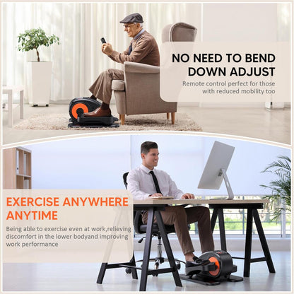 Under Desk Elliptical Machine, Elliptical Trainer with Remote Control Seated Pedal Exerciser for Seniors Adults and Teens
