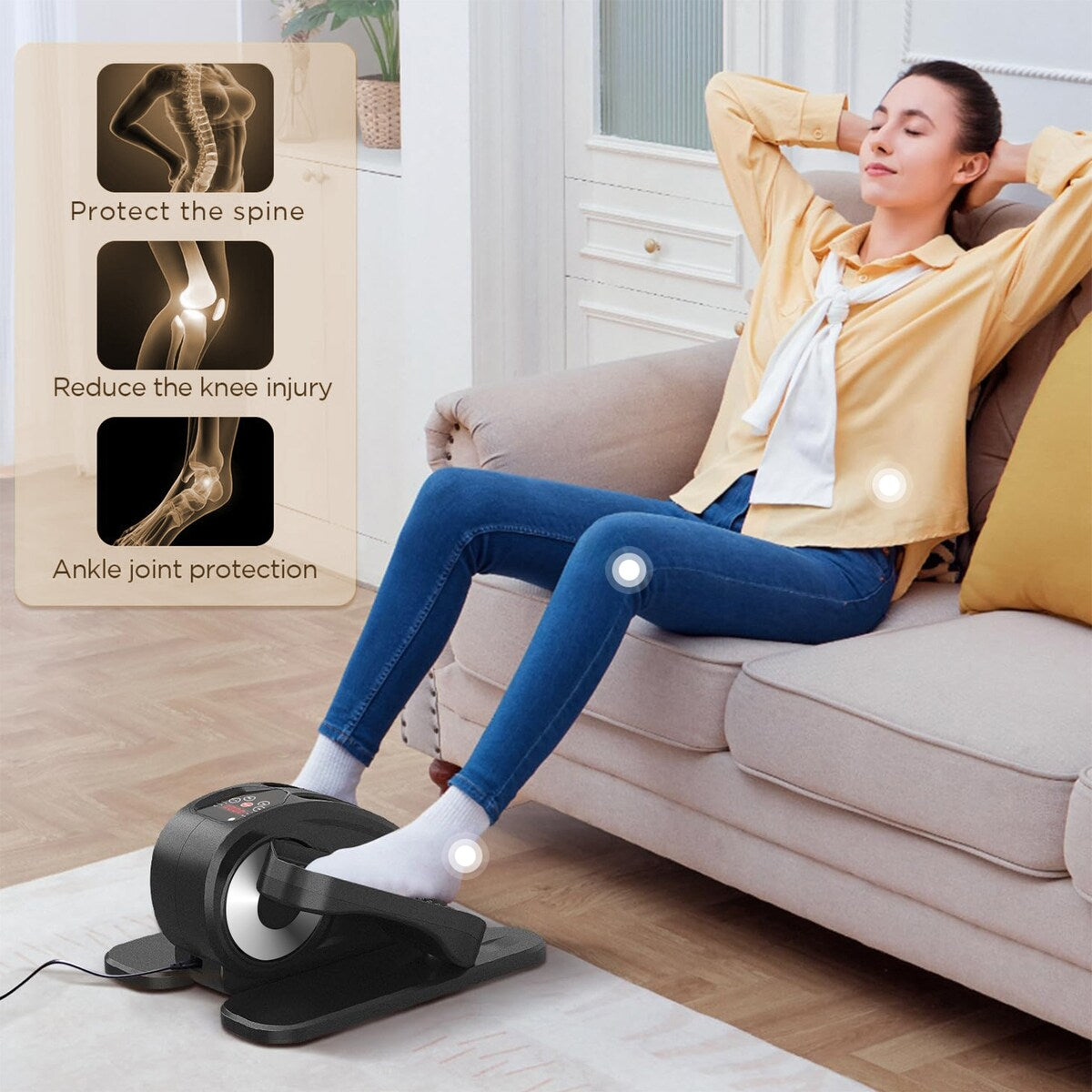 Under Desk Elliptical Machine, Elliptical Trainer with Remote Control Seated Pedal Exerciser for Seniors Adults and Teens