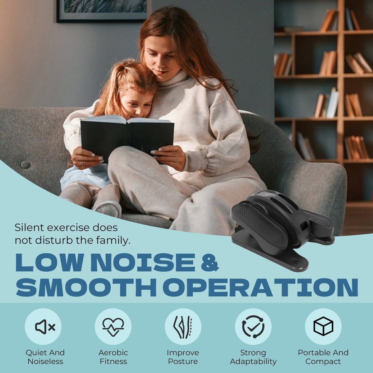 Under Desk Elliptical Machine, Elliptical Trainer with Remote Control Seated Pedal Exerciser for Seniors Adults and Teens