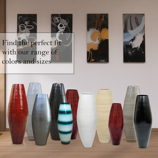 Uniquewise Tall Cylinder Bamboo Floor Vase Decorative Accent for Hotel Lobbies and Spa, Perfect Decor for Living Room or Hallway