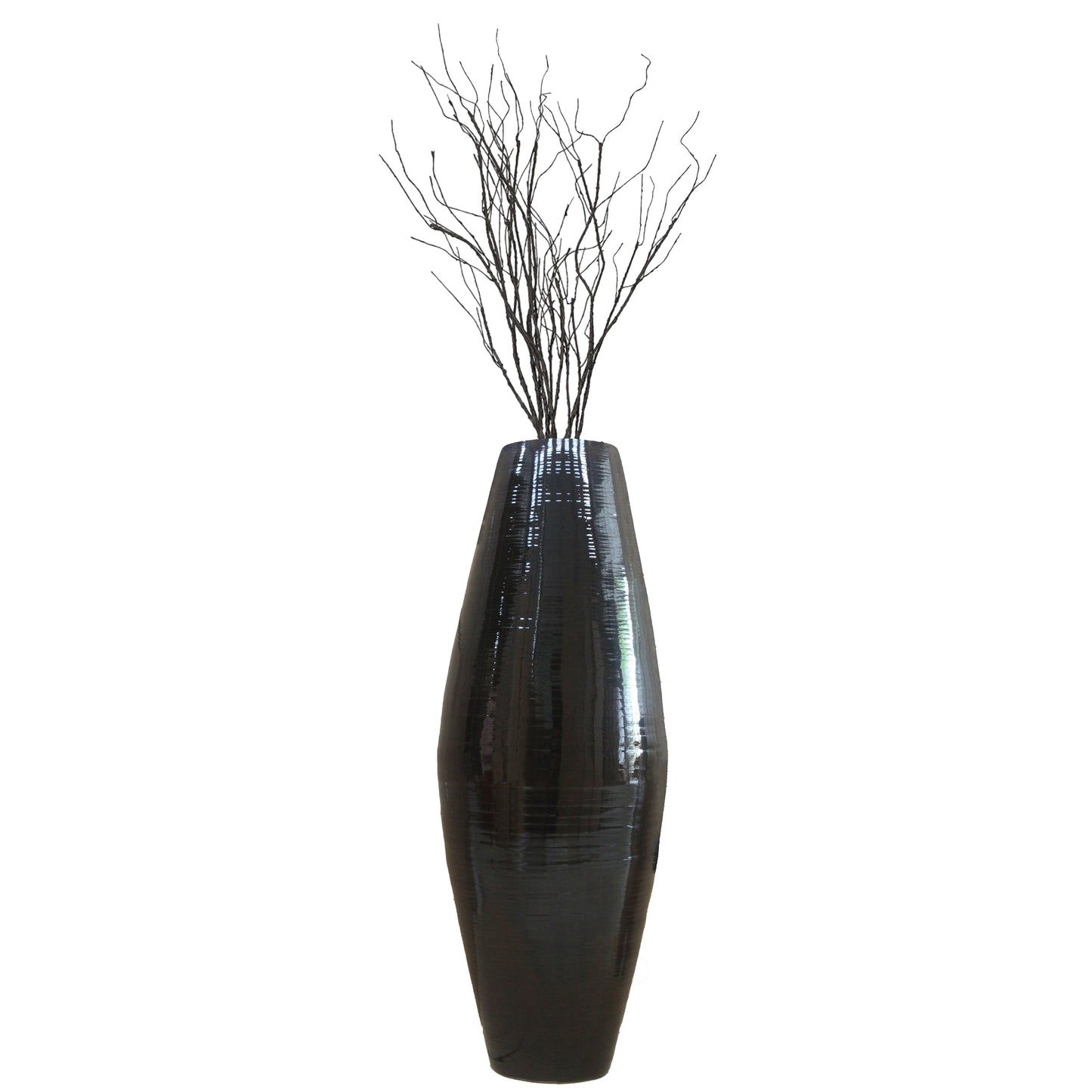 Uniquewise Tall Cylinder Bamboo Floor Vase Decorative Accent for Hotel Lobbies and Spa, Perfect Decor for Living Room or Hallway