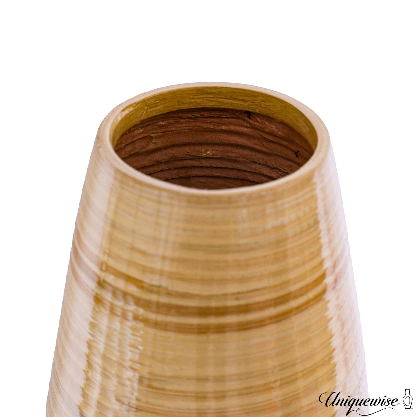 Uniquewise Tall Cylinder Bamboo Floor Vase Decorative Accent for Hotel Lobbies and Spa, Perfect Decor for Living Room or Hallway