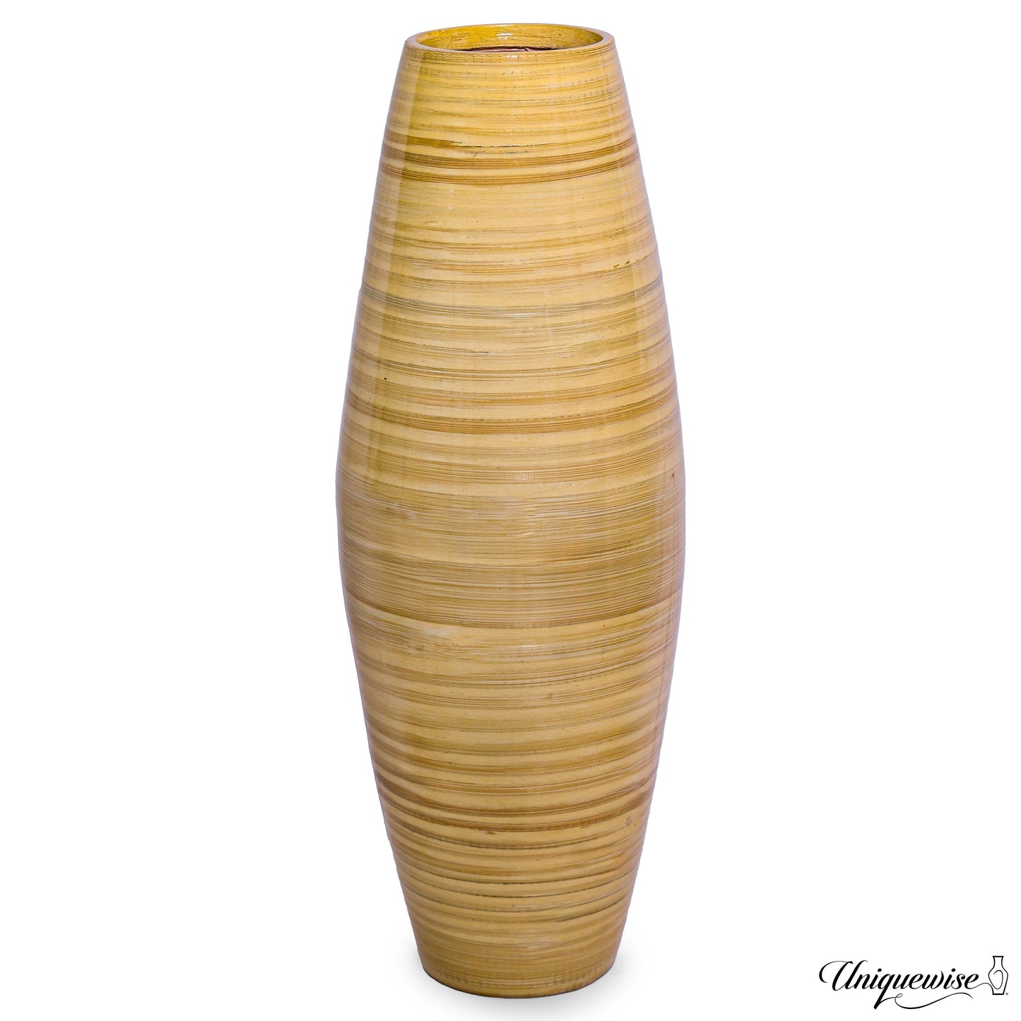 Uniquewise Tall Cylinder Bamboo Floor Vase Decorative Accent for Hotel Lobbies and Spa, Perfect Decor for Living Room or Hallway