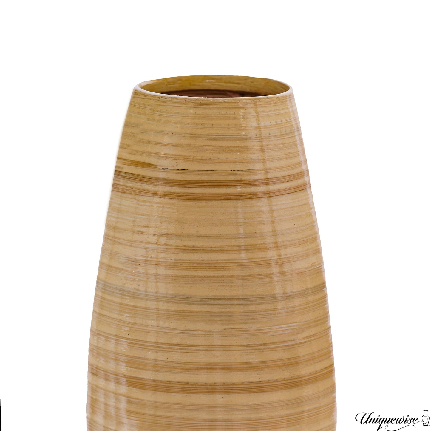 Uniquewise Tall Cylinder Bamboo Floor Vase Decorative Accent for Hotel Lobbies and Spa, Perfect Decor for Living Room or Hallway