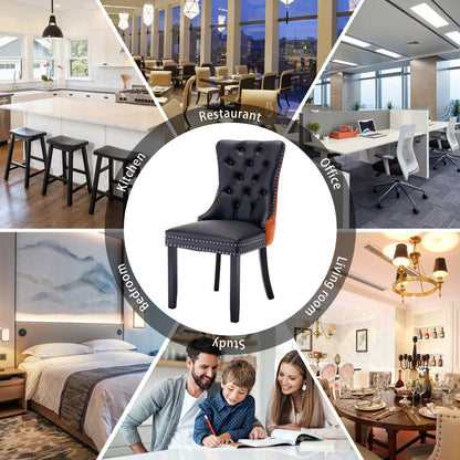 Chaise de salle à manger capitonnée en velours avec pieds en bois massif, lot de 6