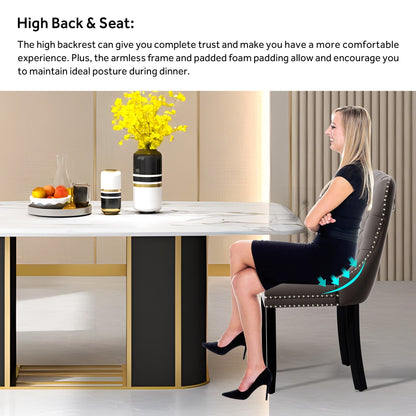 Chaise de salle à manger capitonnée en velours avec pieds en bois massif, lot de 6