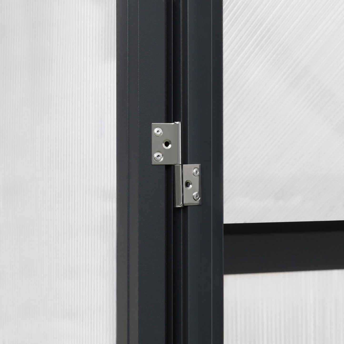 Serre de jardin en aluminium VEIKOUS avec ventilation de toit réglable et porte verrouillable, gris