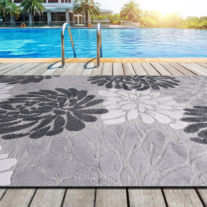 VILLADECOR Floral Indoor Outdoor Area Rug Low High Pile Rugs For Patio