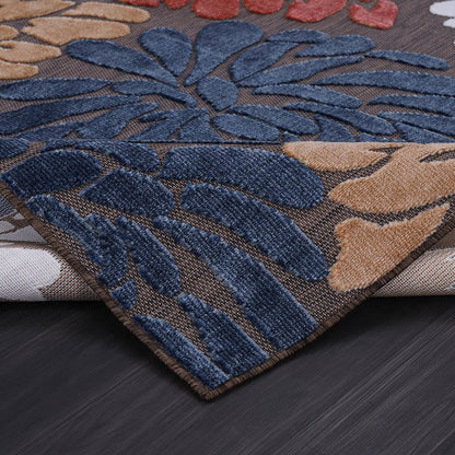 VILLADECOR Floral Indoor Outdoor Area Rug Low High Pile Rugs For Patio